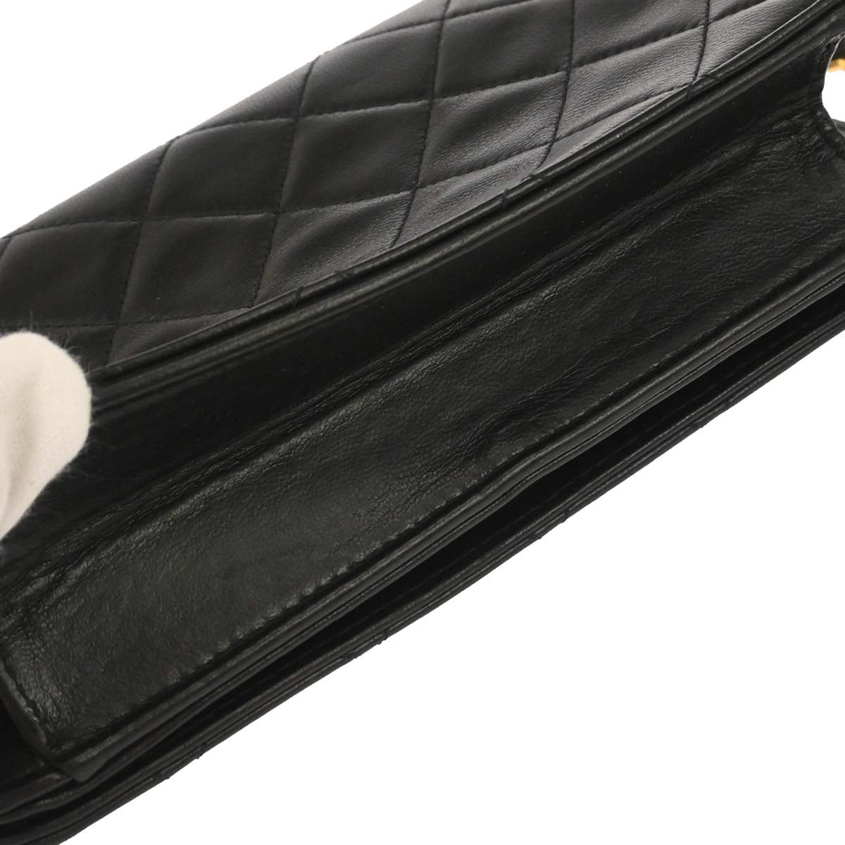 Chanel 1997-1999 Black Lambskin Pushlock Mini Full Flap Shoulder Bag