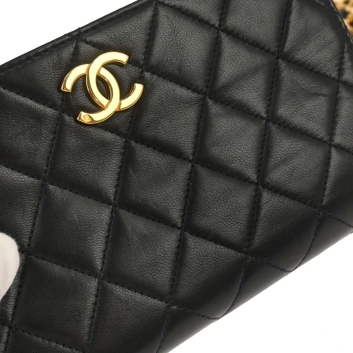 Chanel 1997-1999 Black Lambskin Pushlock Mini Full Flap Shoulder Bag
