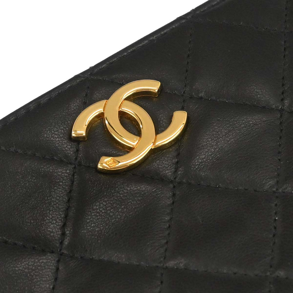 Chanel 1997-1999 Black Lambskin Pushlock Mini Full Flap Shoulder Bag