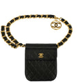 Chanel Black Lambskin Chunky Chain Bum Belt Waist Bag