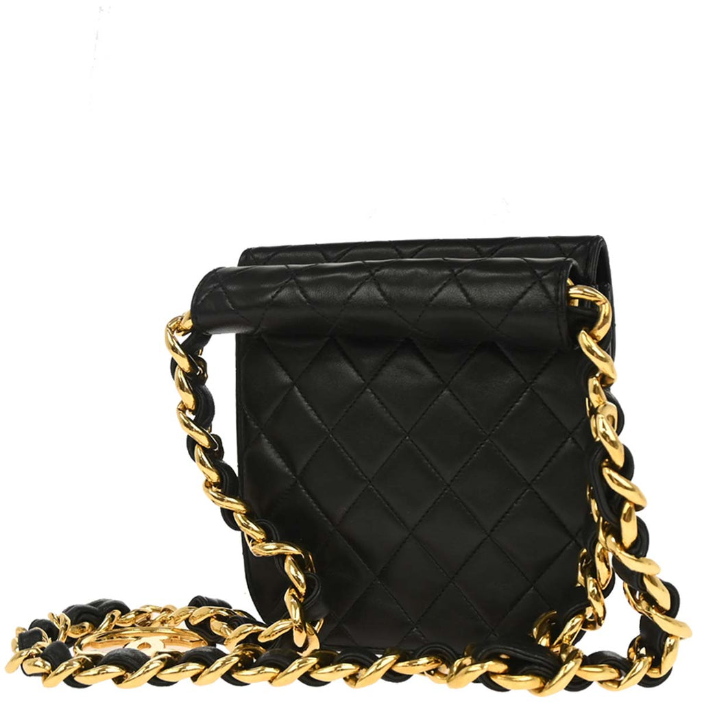 Chanel Black Lambskin Chunky Chain Bum Belt Waist Bag