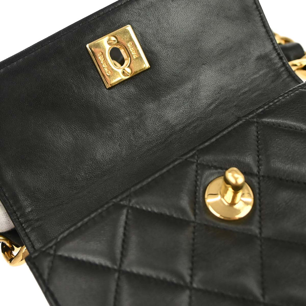 Chanel Black Lambskin Chunky Chain Bum Belt Waist Bag
