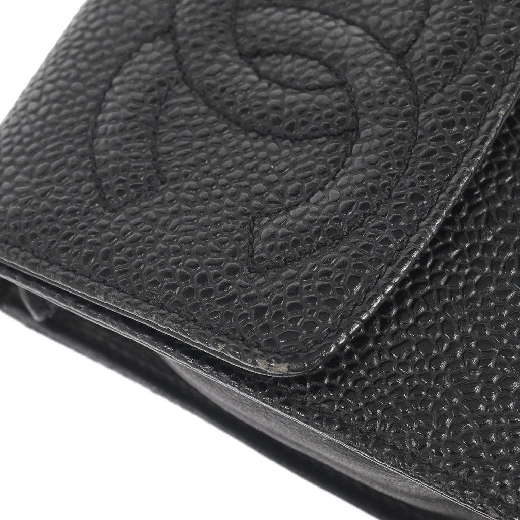 Chanel 1996-1997 Black Caviar Skin Chain Shoulder Bag Pochette Phone Case