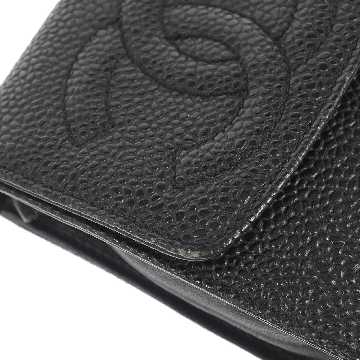 Chanel 1996-1997 Black Caviar Skin Chain Shoulder Bag Pochette Phone Case