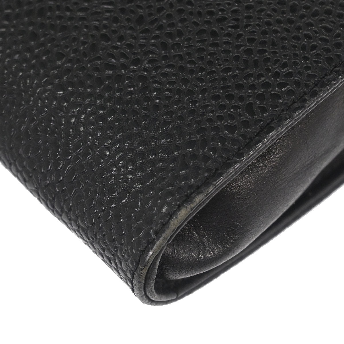 Chanel 1996-1997 Black Caviar Skin Chain Shoulder Bag Pochette Phone Case