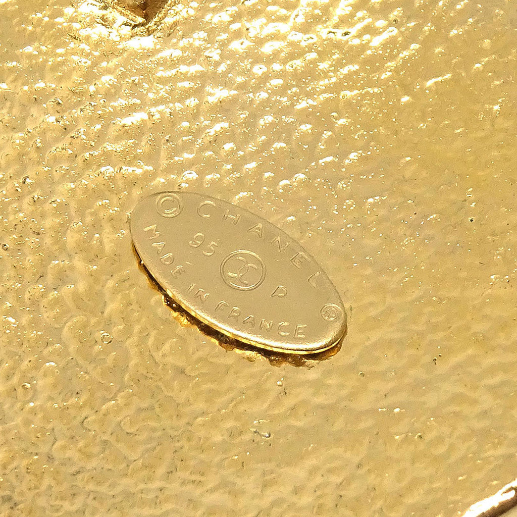 Chanel Rhombus Brooch Pin Gold Gripoix 95P
