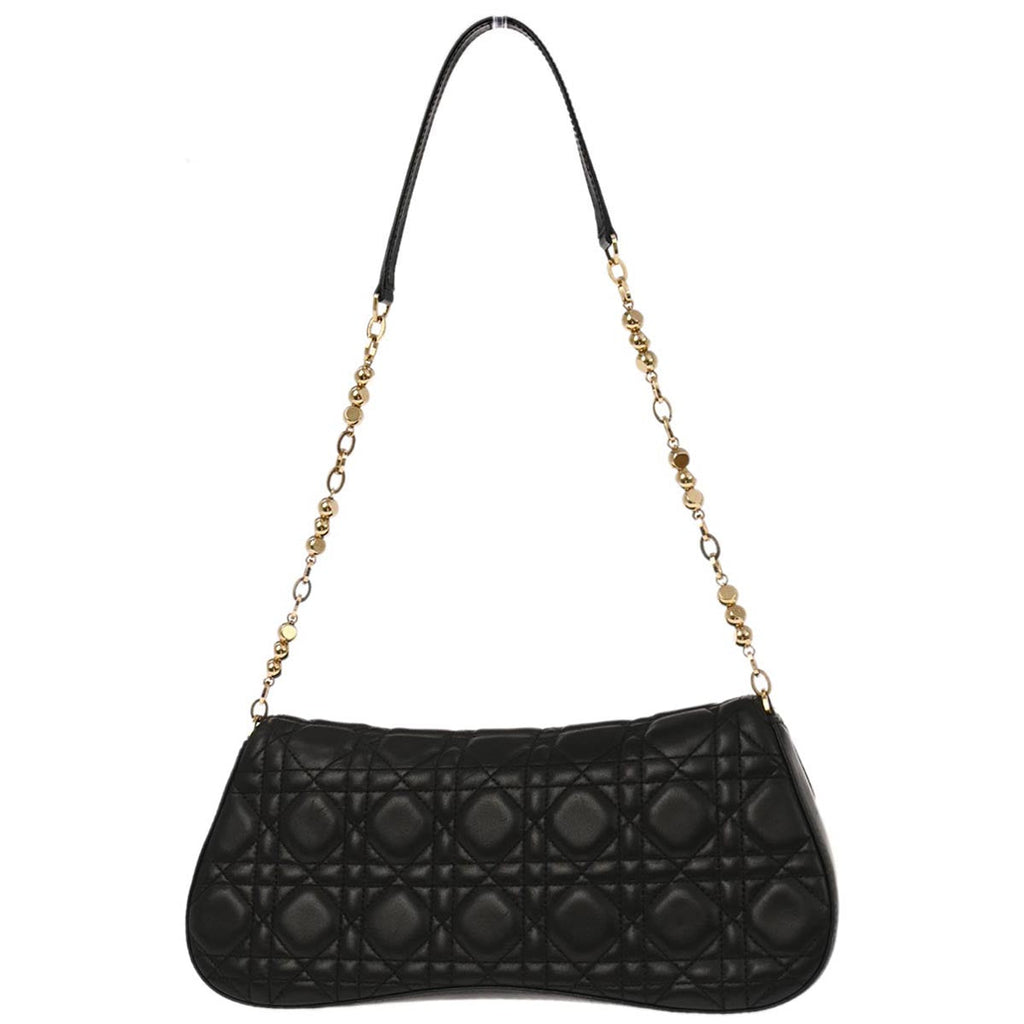 Christian Dior Black Lambskin Cannage Evening Baguette Handbag