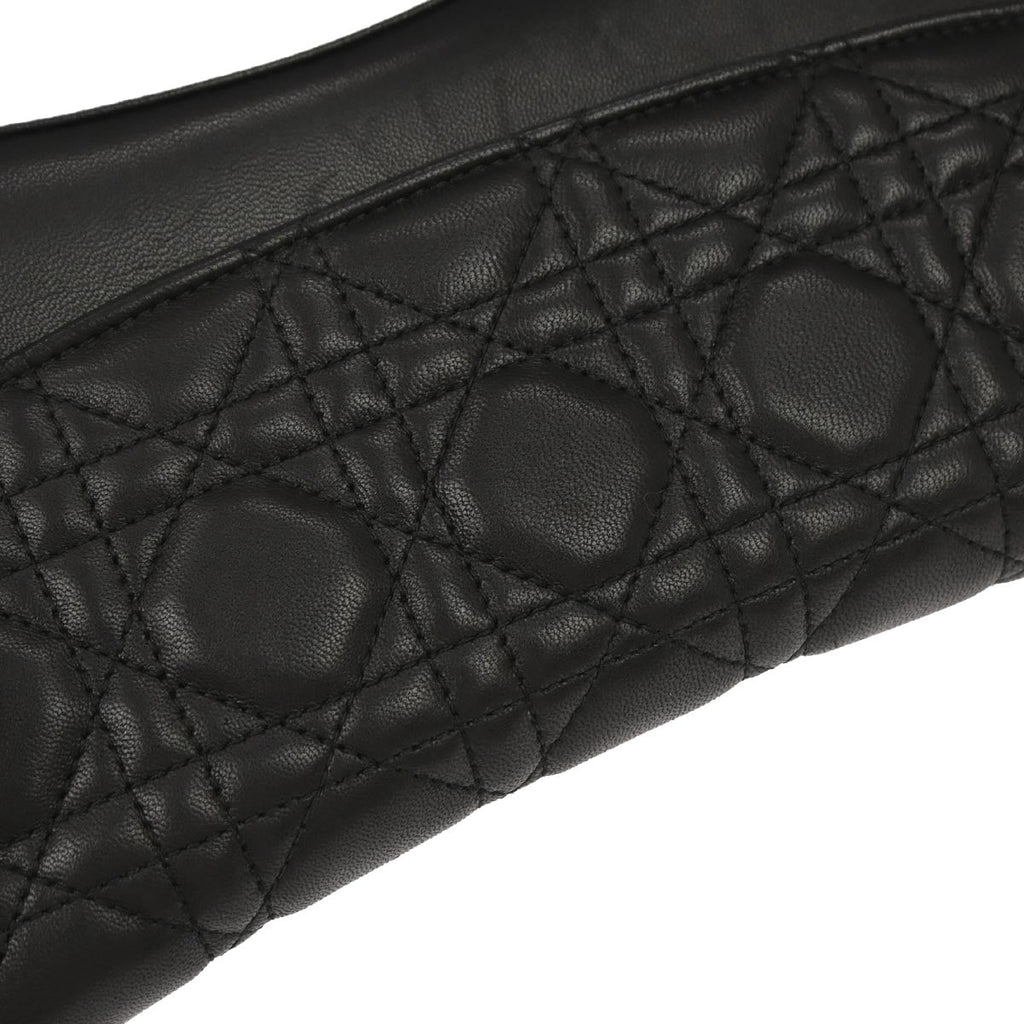 Christian Dior Black Lambskin Cannage Evening Baguette Handbag