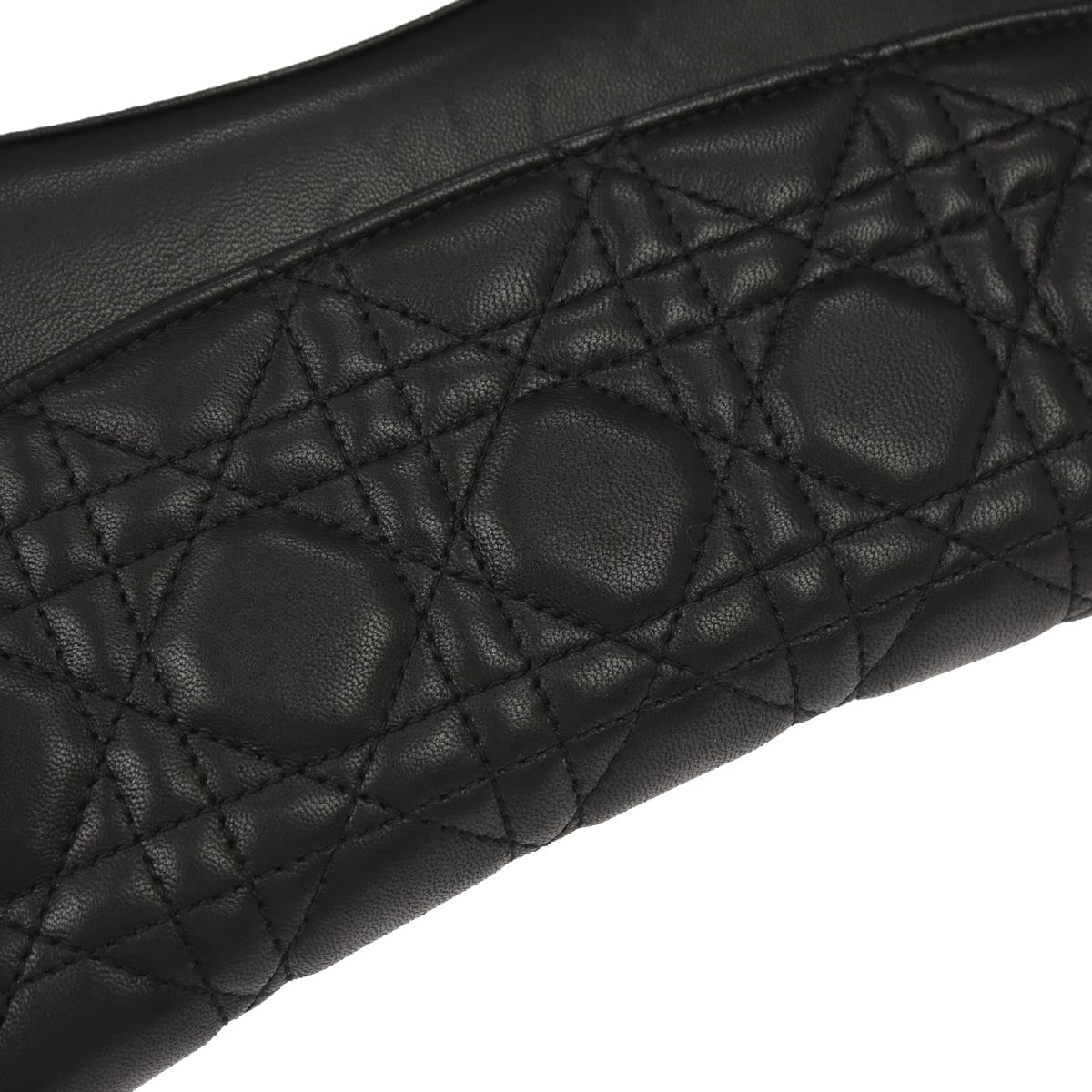 Christian Dior Black Lambskin Cannage Evening Baguette Handbag