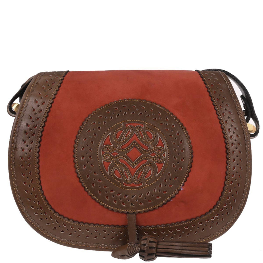 Loewe Orange Suede Leather Sevilla Collection Anagram Shoulder Bag