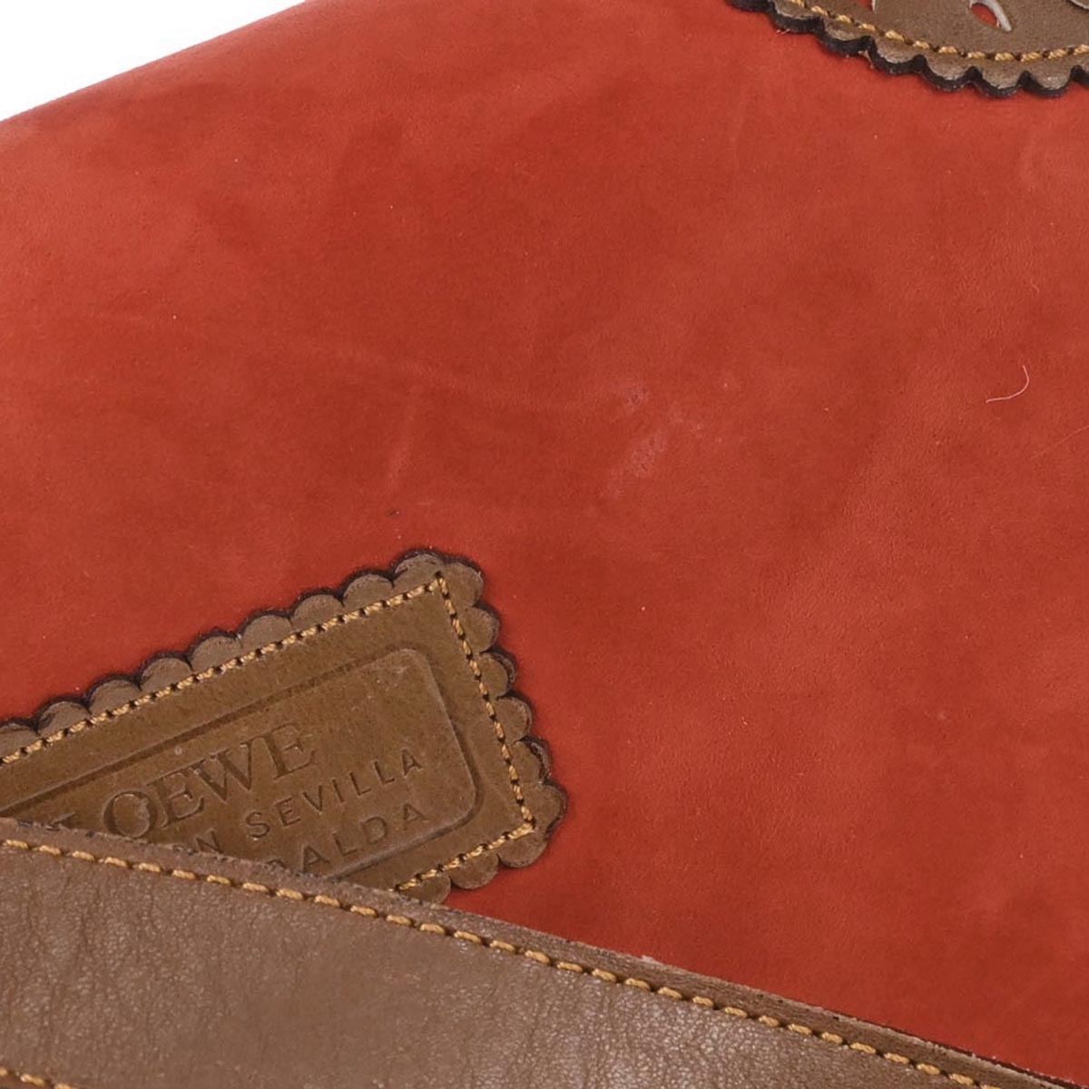 Loewe Orange Suede Leather Sevilla Collection Anagram Shoulder Bag