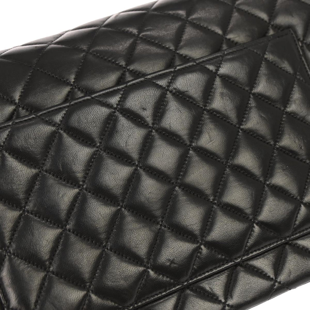 Chanel 1991-1994 Black Lambskin Paris Shoulder Bag