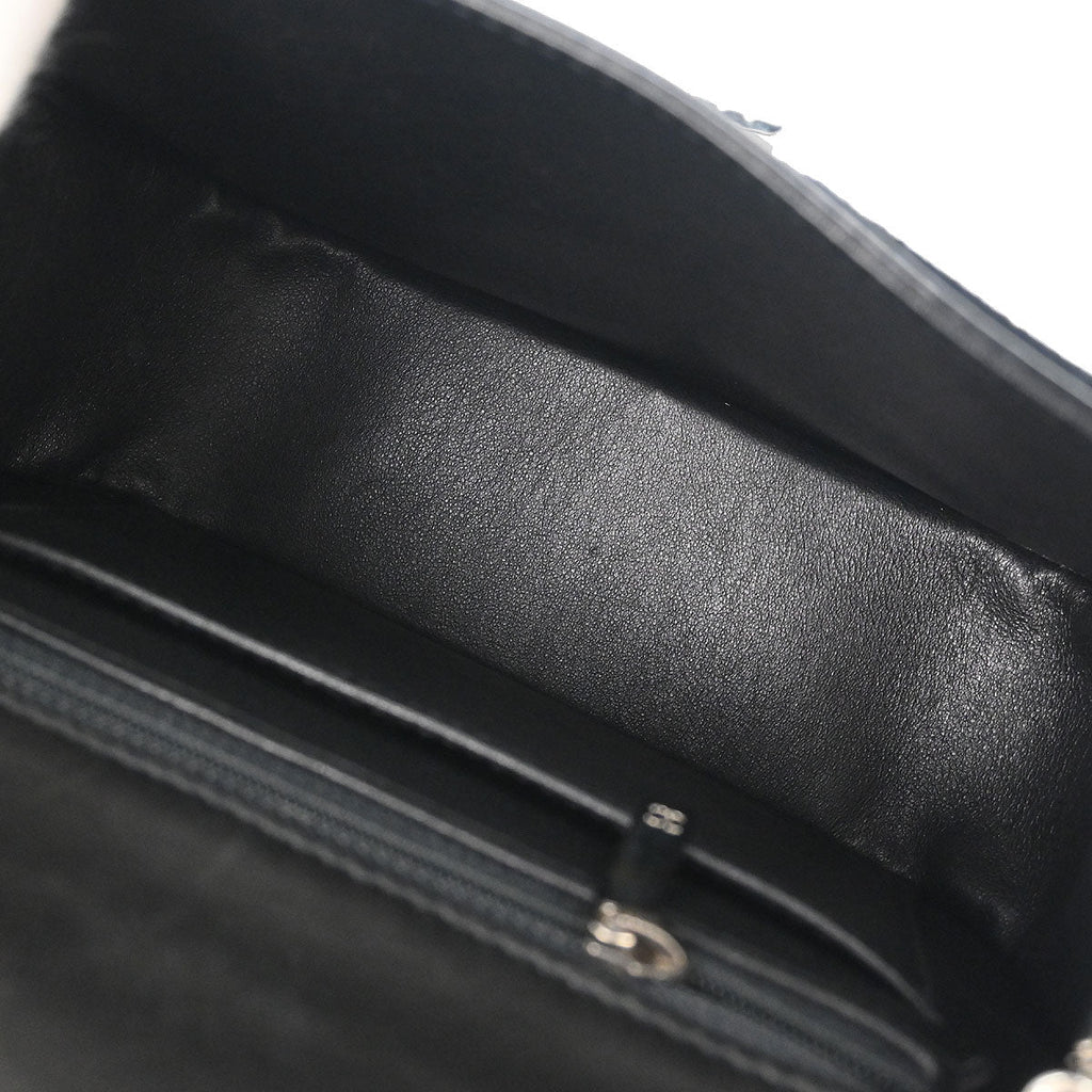 Chanel 2000-2002 Black Canvas Patent Leather Mademoiselle Lock Shoulder Bag