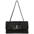 Chanel 2005-2006 Black Lambskin Choco Bar Mademoiselle Lock Handbag