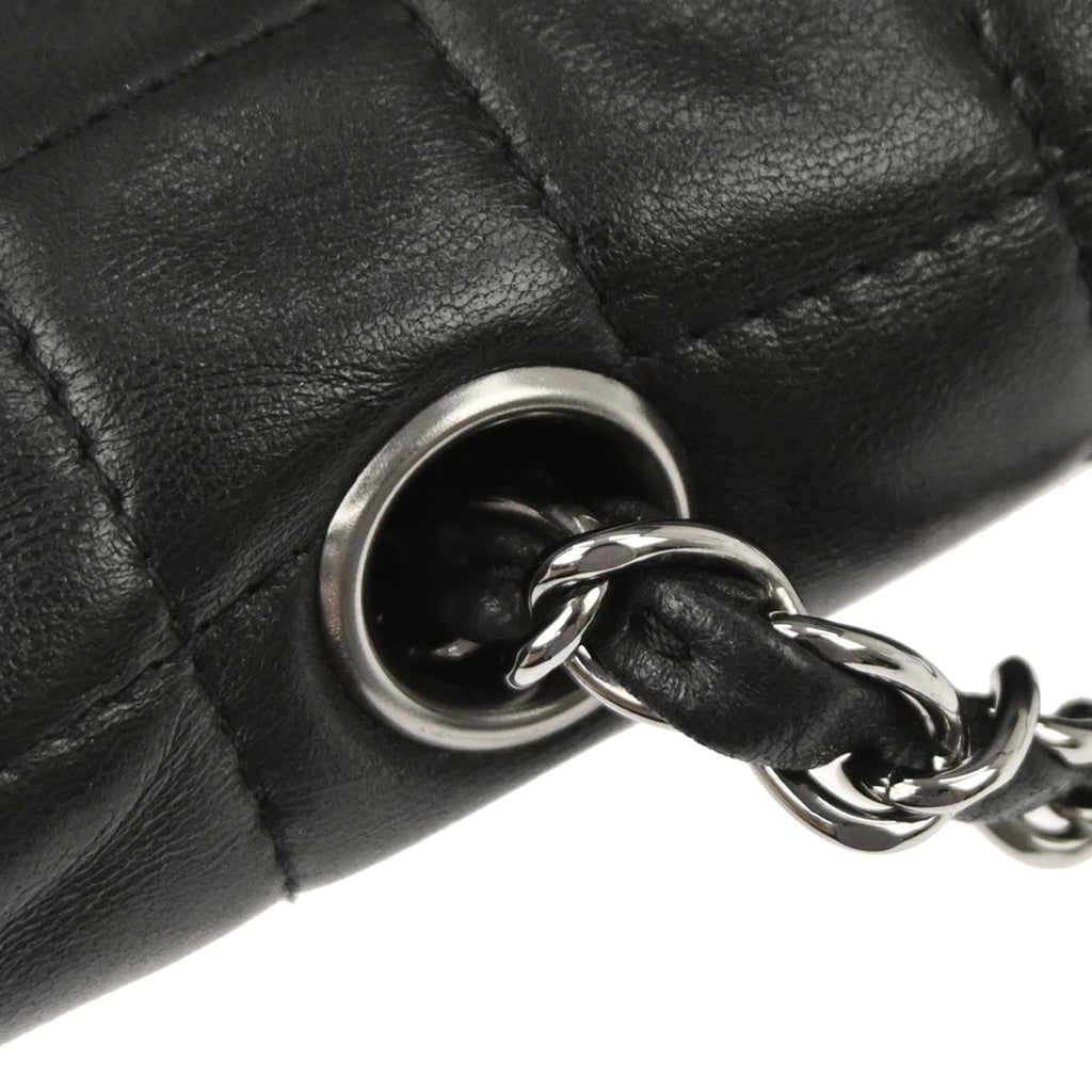 Chanel 2005-2006 Black Lambskin Choco Bar Mademoiselle Lock Handbag