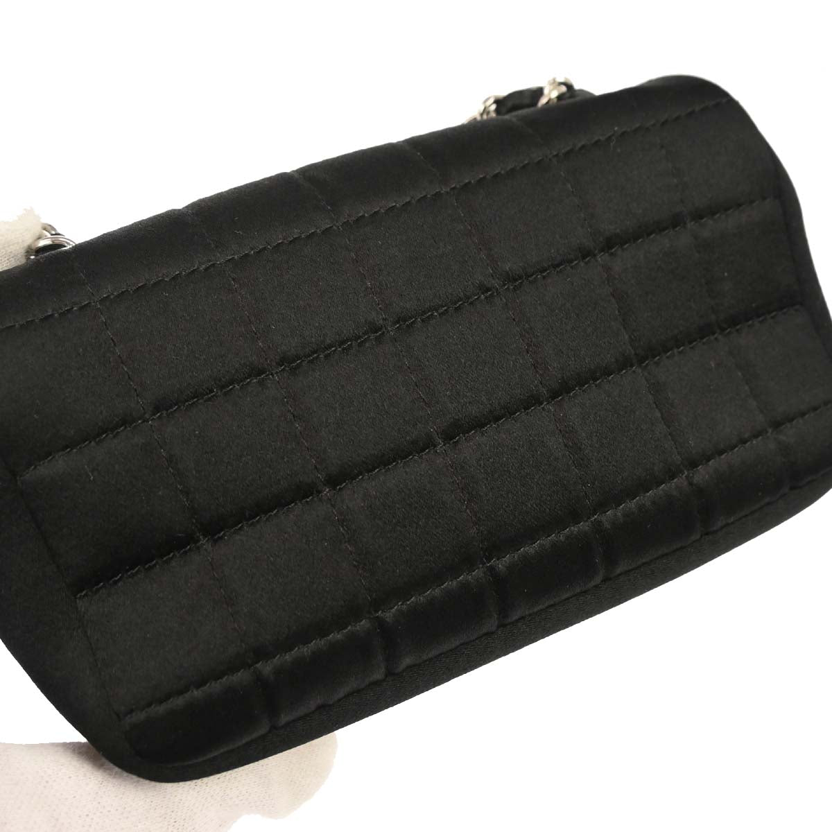 Chanel Black Satin Micro Classic Flap Shoulder Bag Pochette