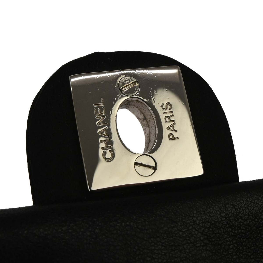 Chanel Black Satin Micro Classic Flap Shoulder Bag Pochette