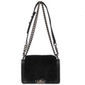 Boy Chanel 2015-2016 Black Lambskin Fur Small Chain Shoulder Bag