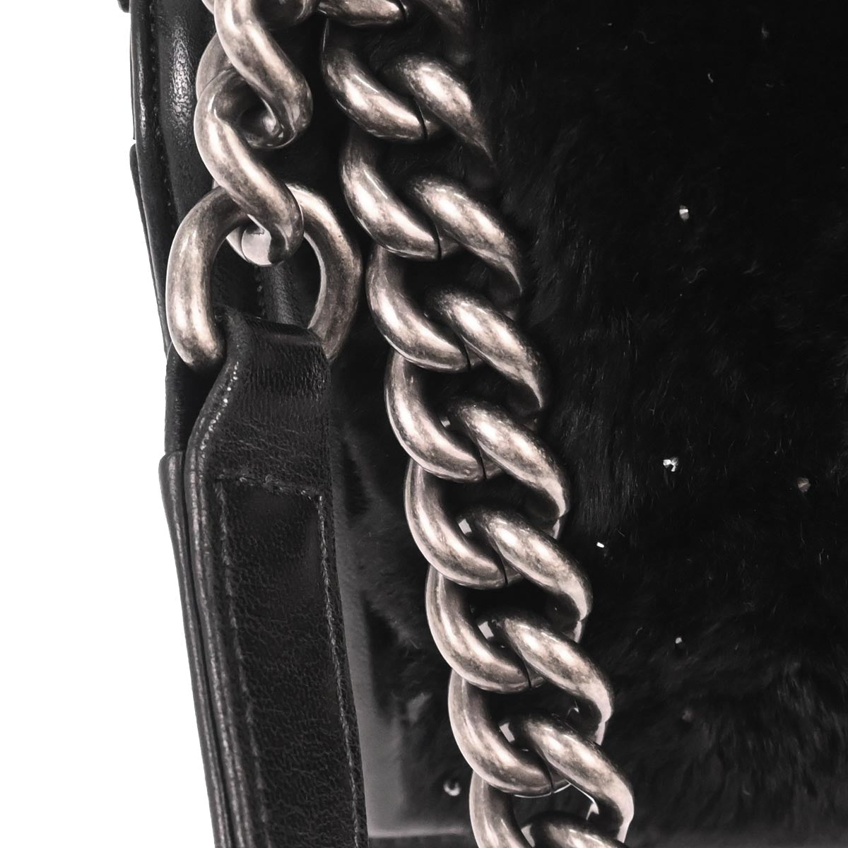 Boy Chanel 2015-2016 Black Lambskin Fur Small Chain Shoulder Bag