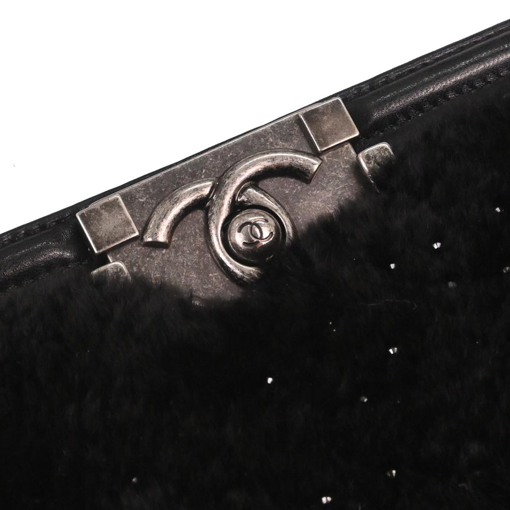Boy Chanel 2015-2016 Black Lambskin Fur Small Chain Shoulder Bag