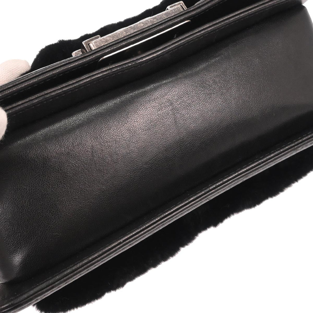 Boy Chanel 2015-2016 Black Lambskin Fur Small Chain Shoulder Bag