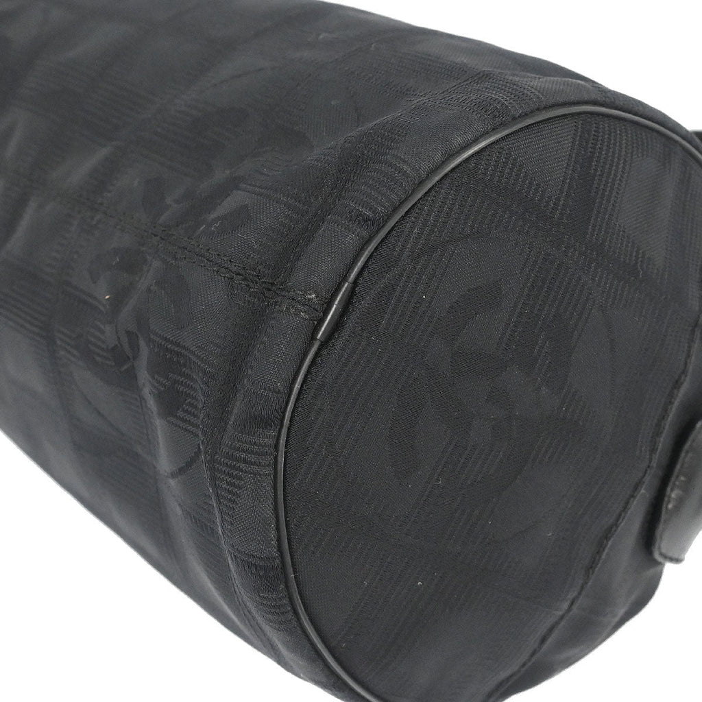 Chanel 2002-2003 Black Jacquard Nylon Travel Line Shoulder Bag