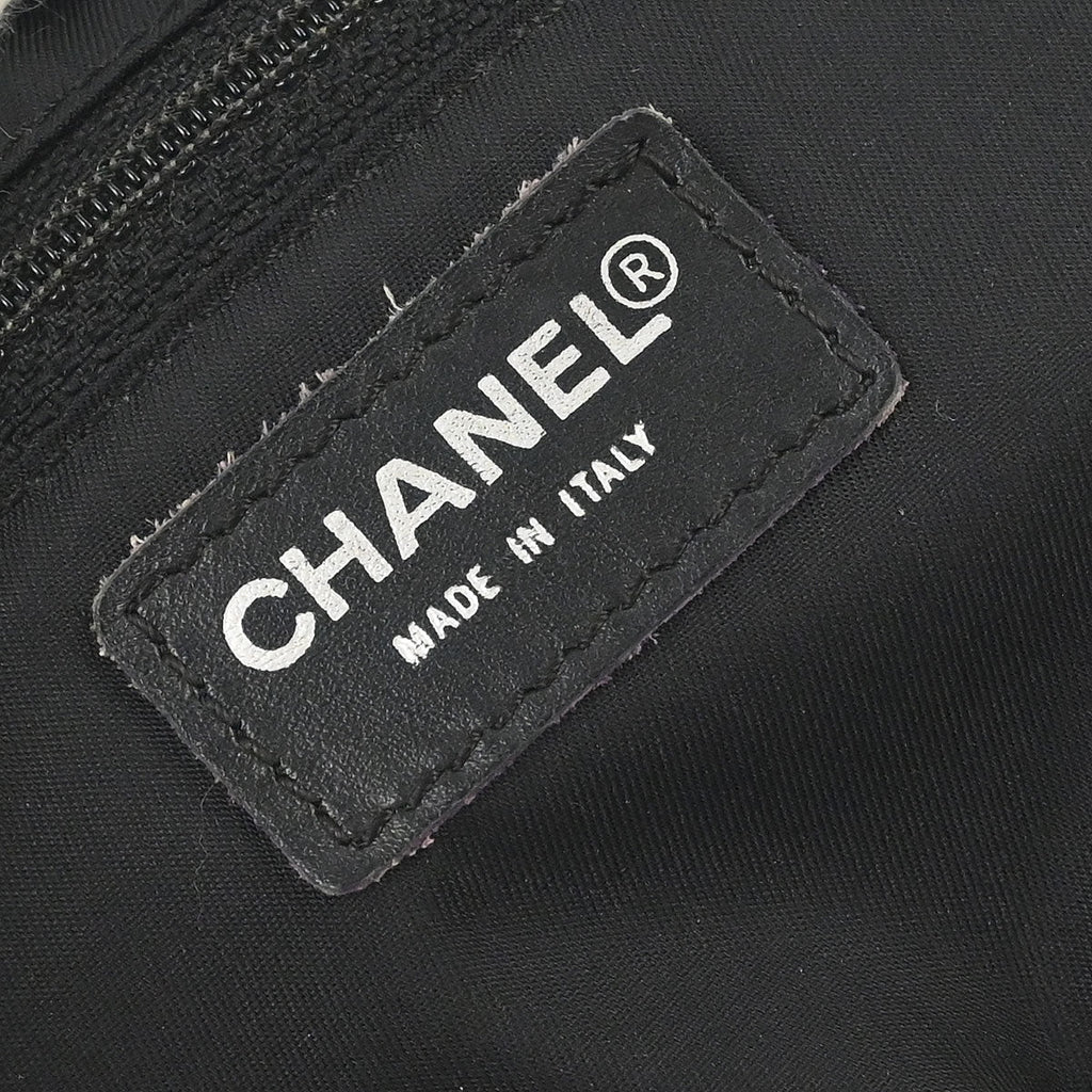 Chanel 2002-2003 Black Jacquard Nylon Travel Line Shoulder Bag