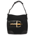 Gucci Black Horsebit GG Shoulder Bag