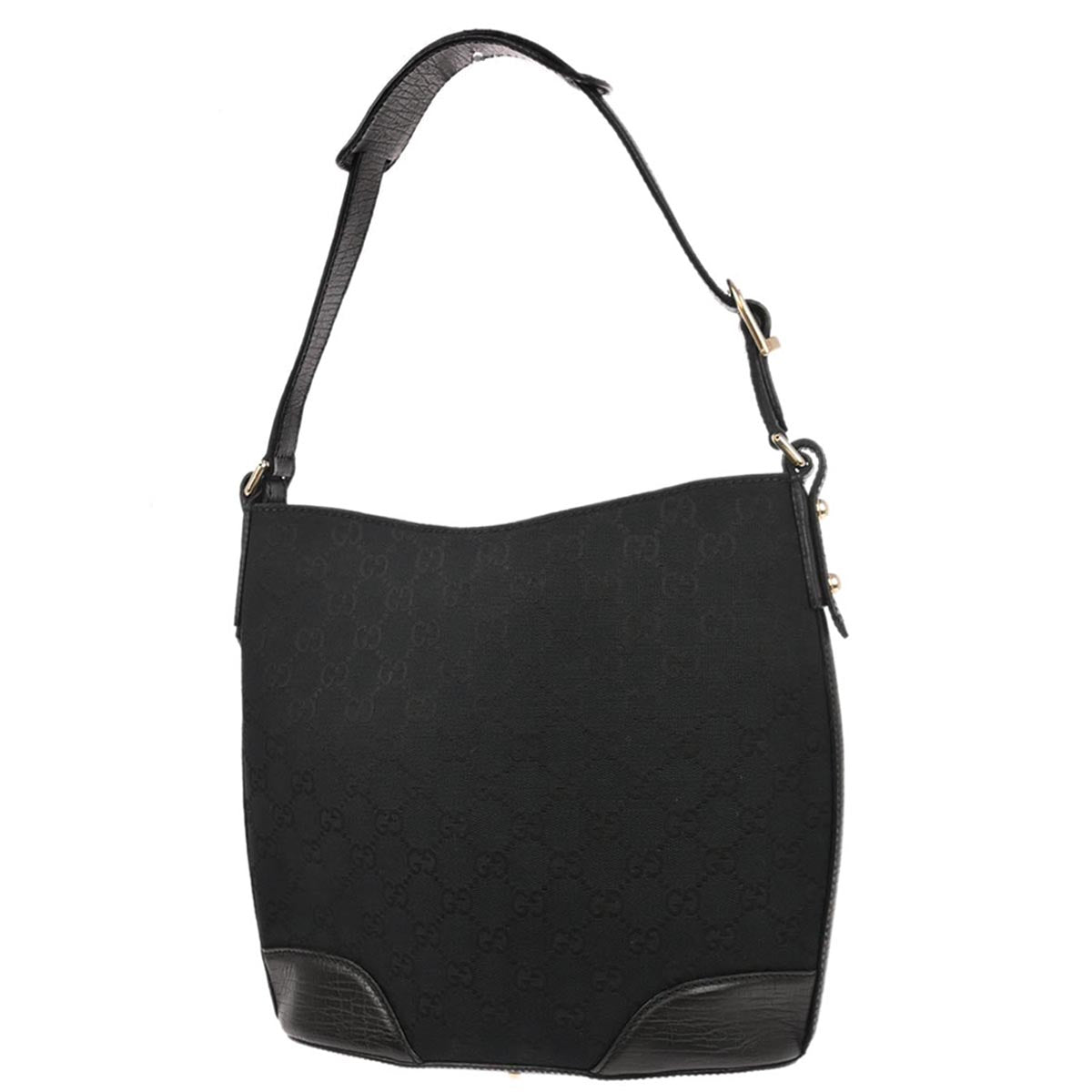 Gucci Black Horsebit GG Shoulder Bag