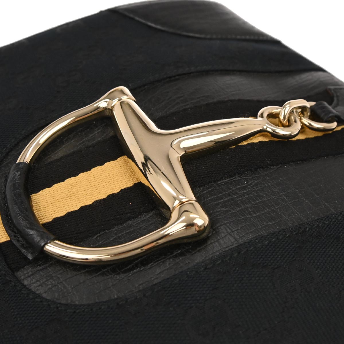 Gucci Black Horsebit GG Shoulder Bag