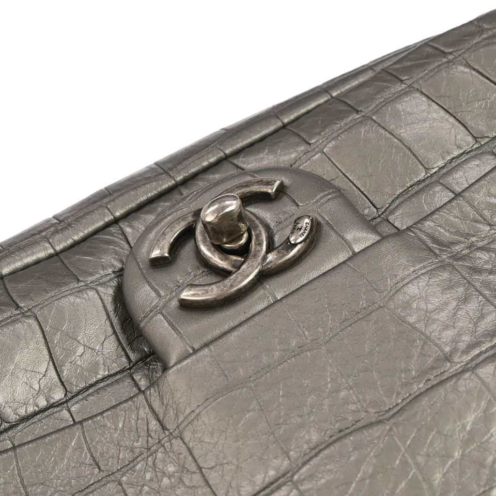 Chanel 2019 Silver Embossed Leather Backpack