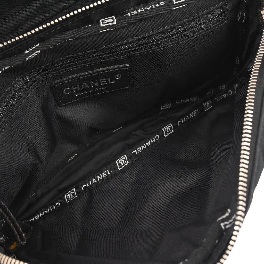 Chanel 2005-2006 Black Pony Hair Canvas Sport Line Flap Chain Shoulder Bag