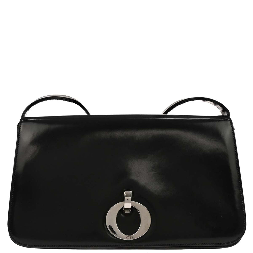 Christian Dior Black Patent Leather Shoulder Bag