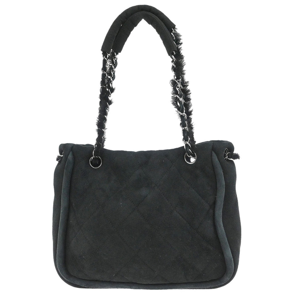 Chanel 2005-2006 Black Mouton Mademoiselle Lock Chain Handbag