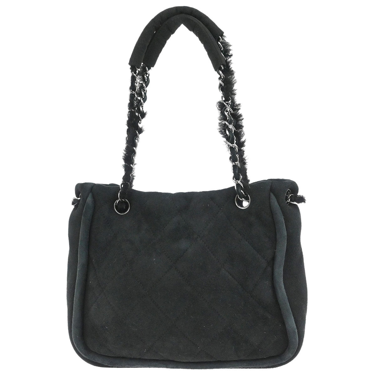Chanel 2005-2006 Black Mouton Mademoiselle Lock Chain Handbag