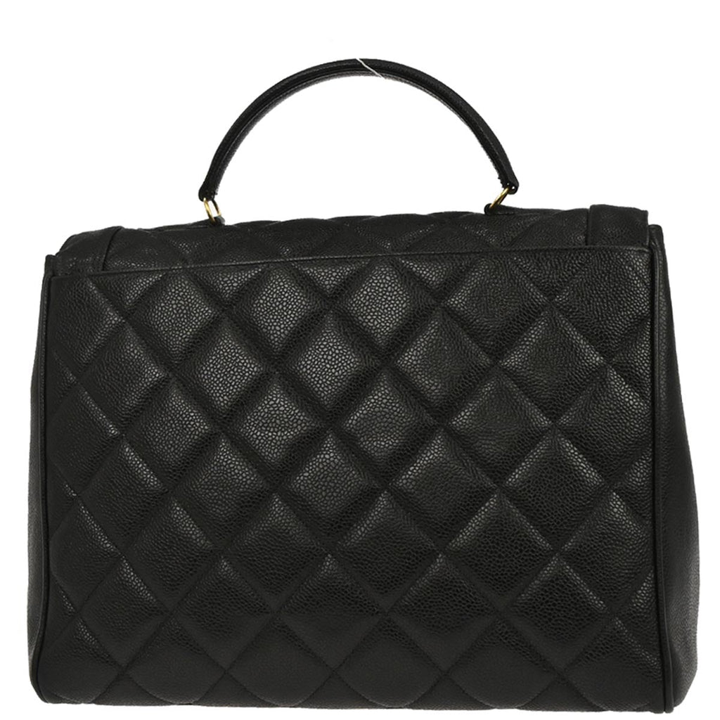 Chanel 1994-1996 Black Caviar Skin Top Handle Handbag