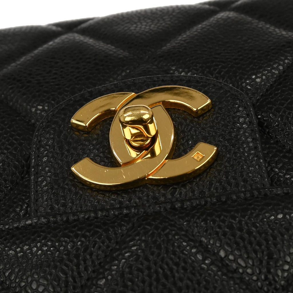 Chanel 1994-1996 Black Caviar Skin Top Handle Handbag