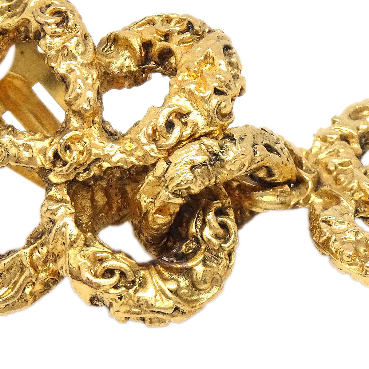 Chanel CC Dangle Earrings Clip-On Gold 93A