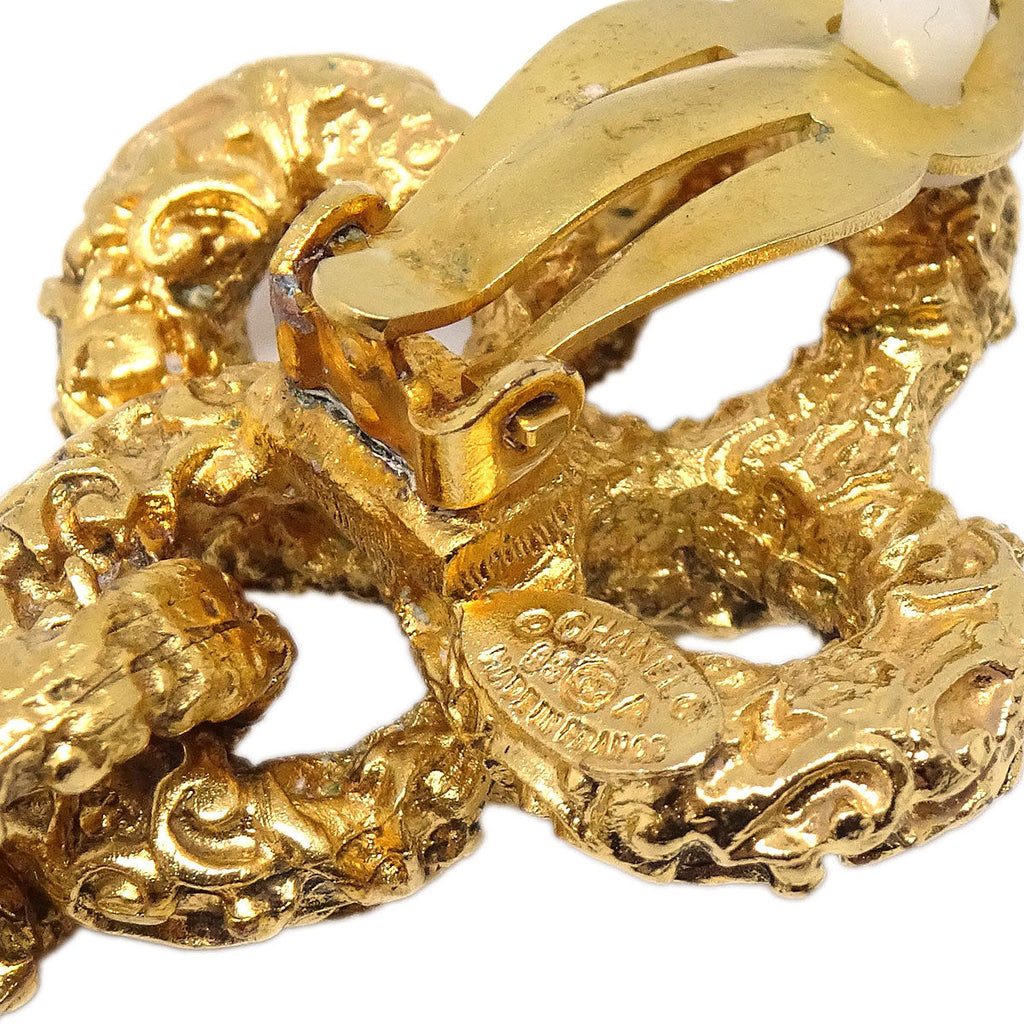 Chanel CC Dangle Earrings Clip-On Gold 93A