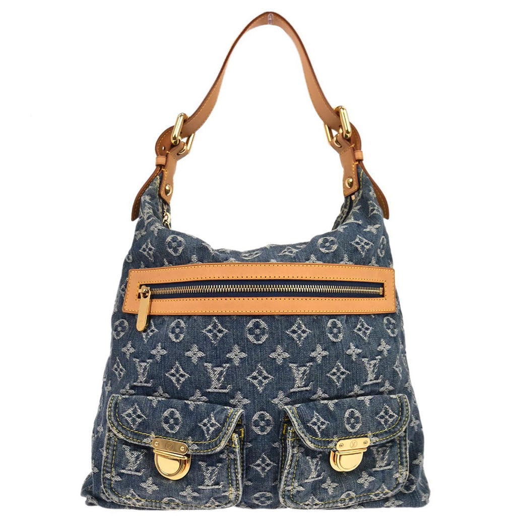 Louis Vuitton 2005 Blue Monogram Denim Baggy GM Hobo Shoulder Bag M95048