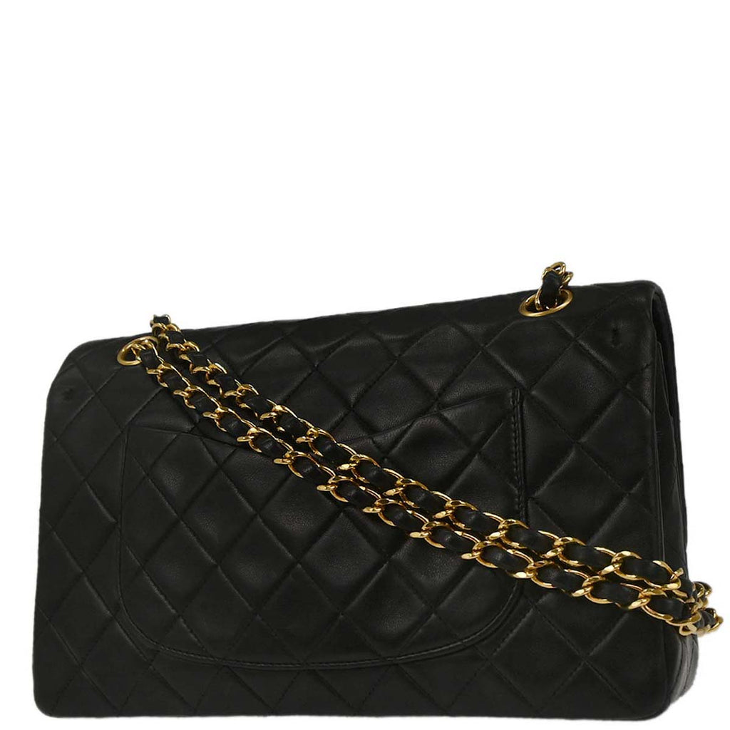 Chanel 1996-1997 Black Lambskin Medium Classic Double Flap Shoulder Bag