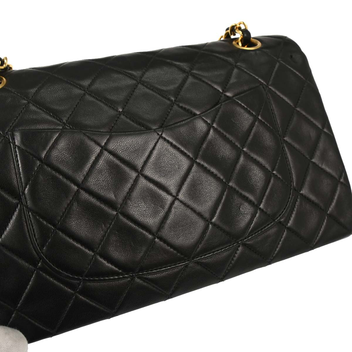 Chanel 1996-1997 Black Lambskin Medium Classic Double Flap Shoulder Bag