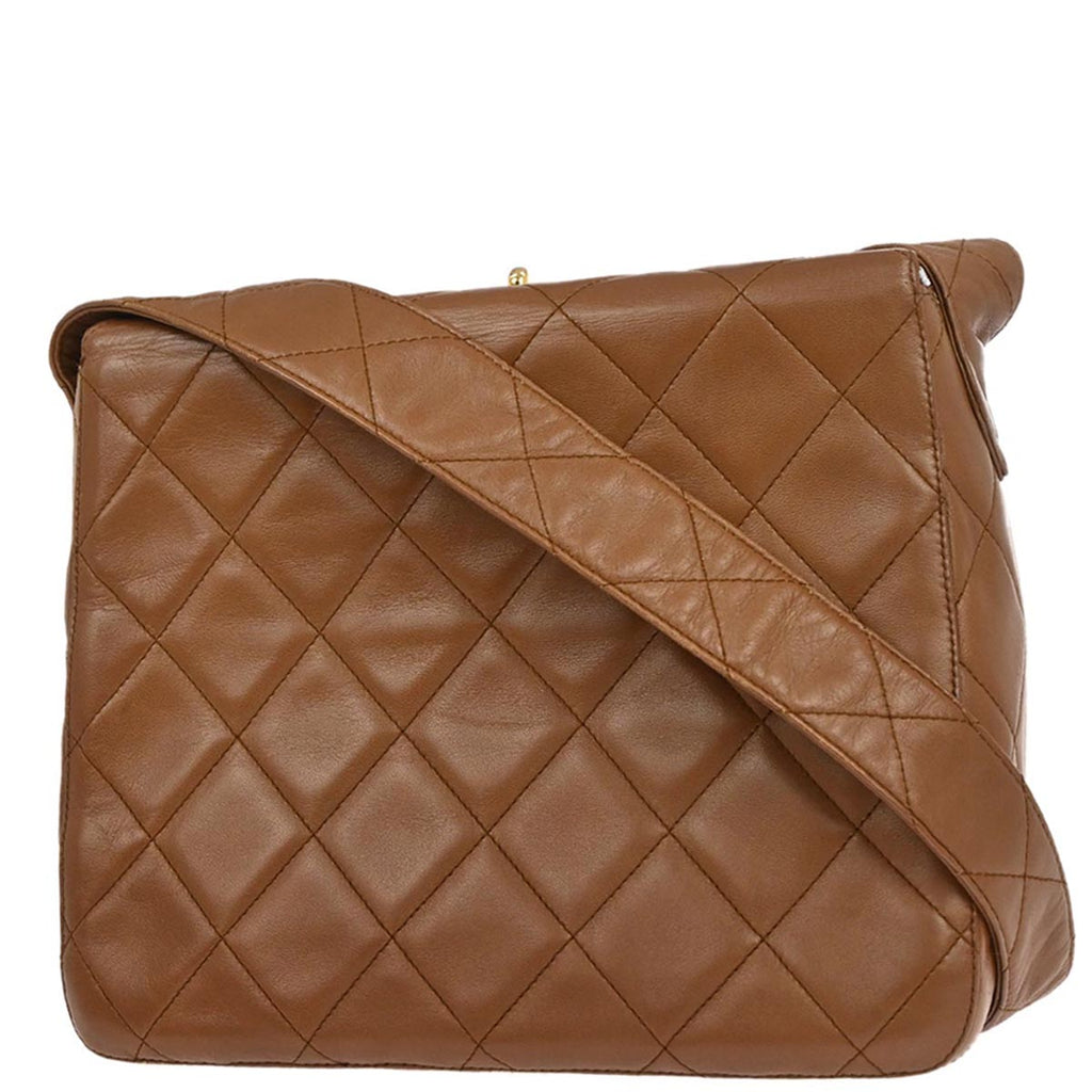 Chanel 1996-1997 Brown Lambskin Shoulder Bag