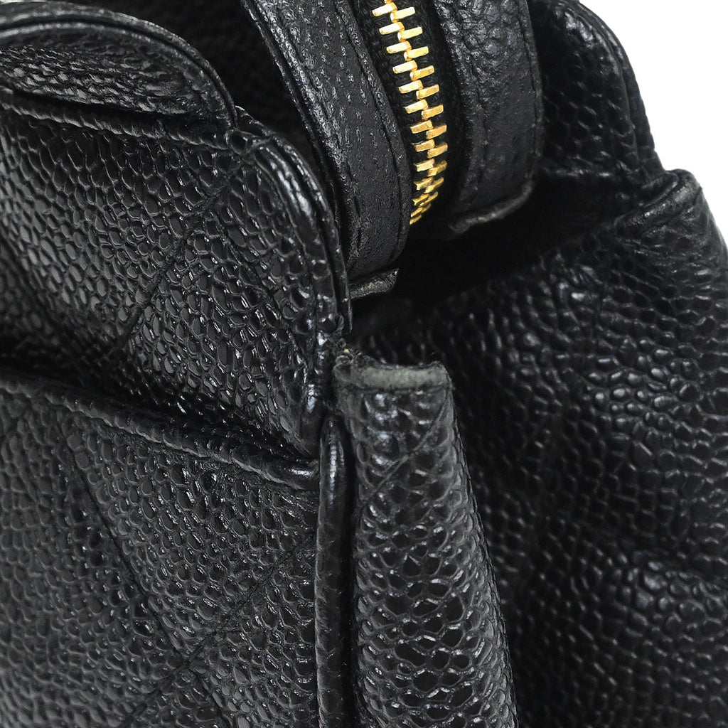 Chanel 1996-1997 Black Caviar Skin Tote Handbag