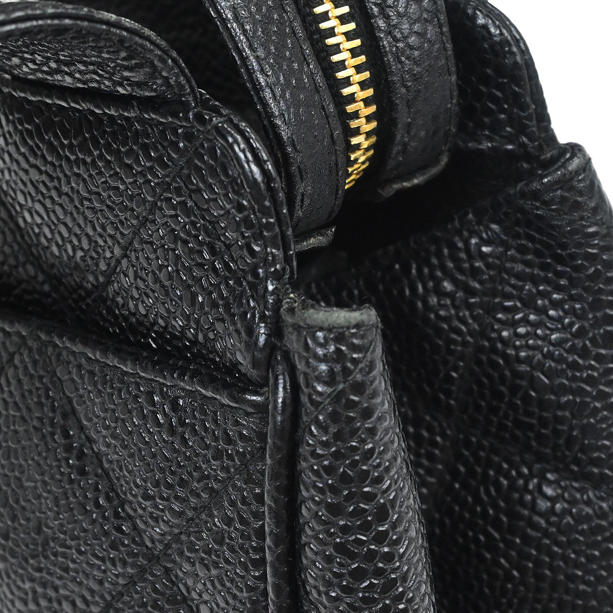 Chanel 1996-1997 Black Caviar Skin Tote Handbag