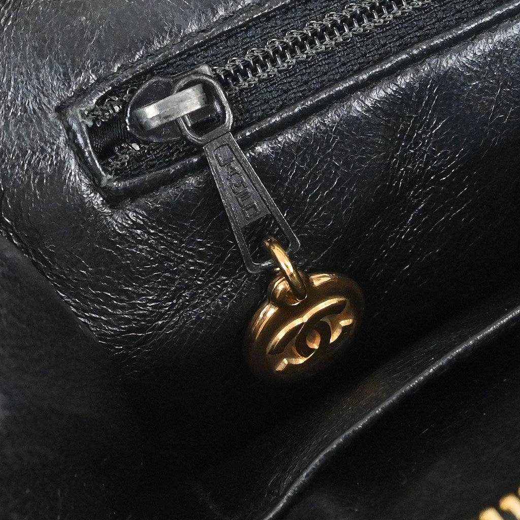 Chanel 1996-1997 Black Caviar Skin Tote Handbag