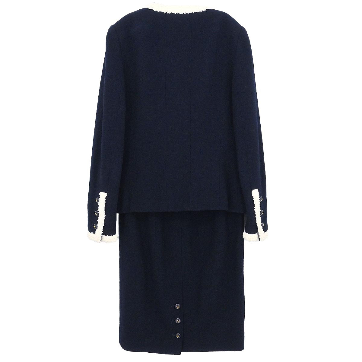Chanel Setup Suit Jacket Skirt Navy