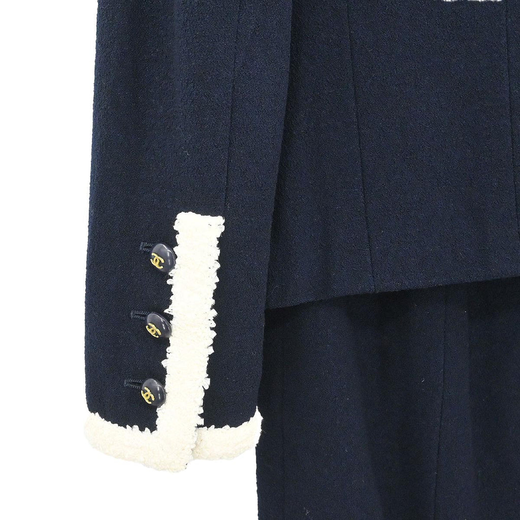 Chanel Setup Suit Jacket Skirt Navy
