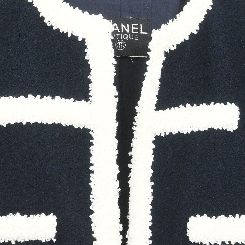 Chanel Setup Suit Jacket Skirt Navy