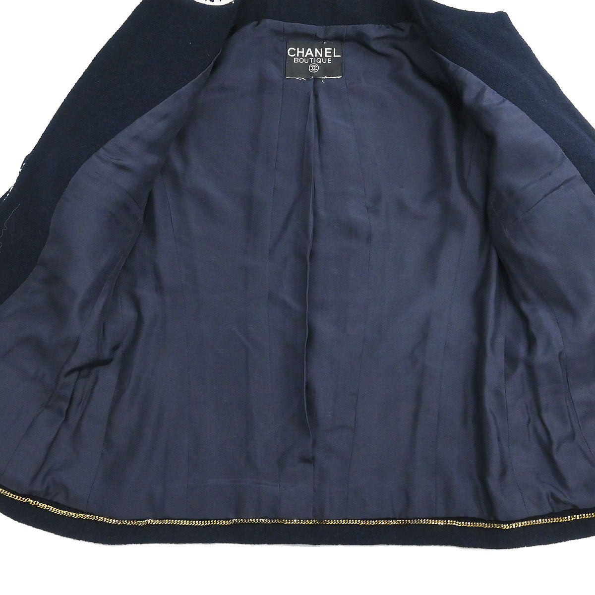 Chanel Setup Suit Jacket Skirt Navy